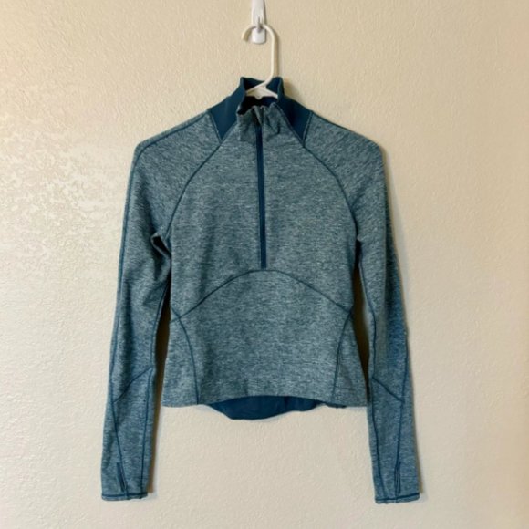 Lululemon SZ 8 Heathered Blue Always Alert 1/2 Zip Collared Jacket Reflective - Picture 5 of 10
